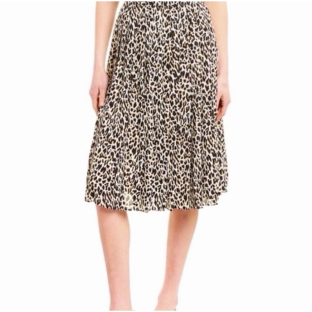 J. Crew Leopard Print Pleated Lined Midi Skirt Office Career Women's Size 12 - Picture 2 of 10